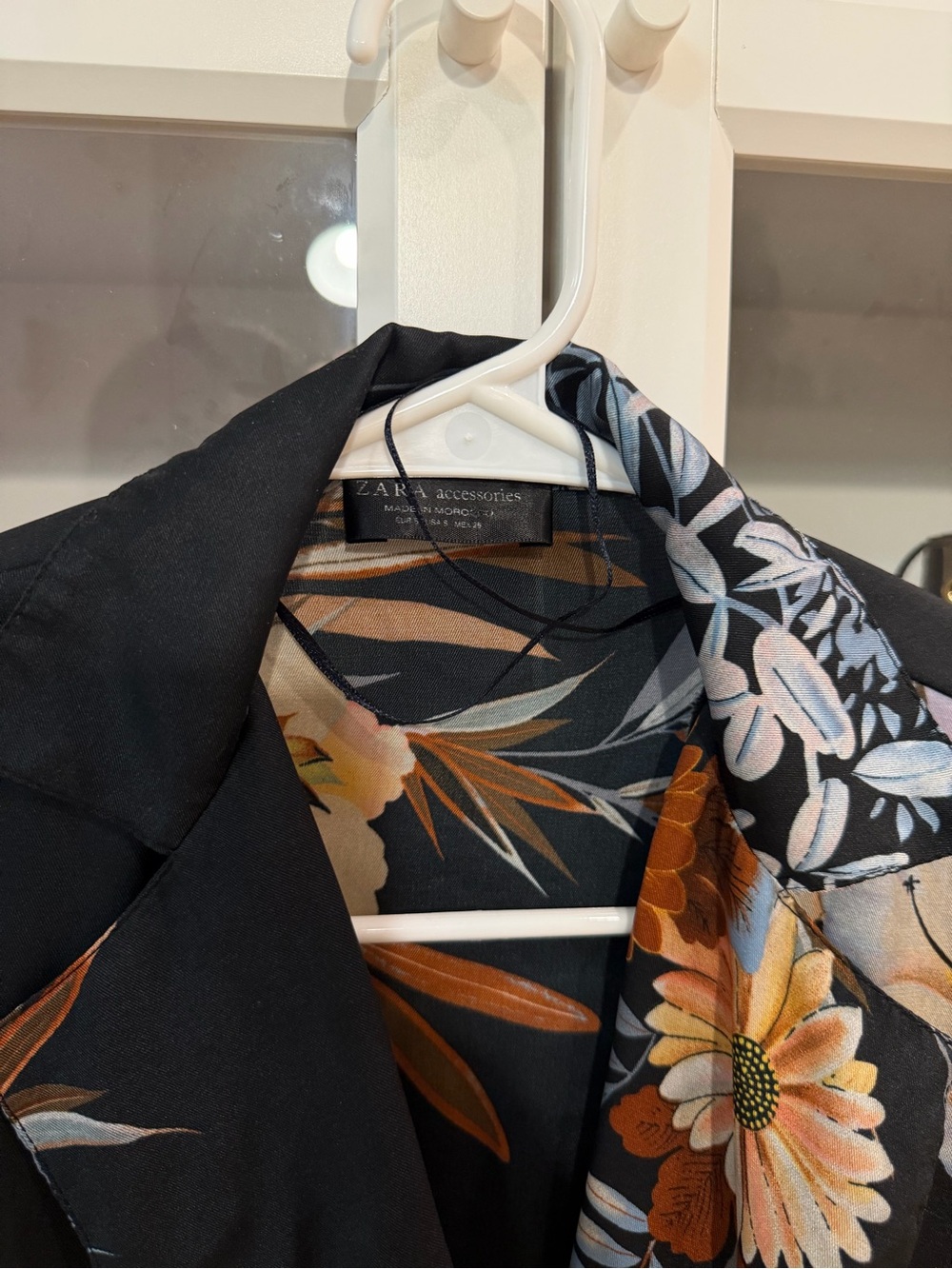 Zara Black Floral Wrap Bodysuit with Orange and Cream Blooms - Picture 3 of 4